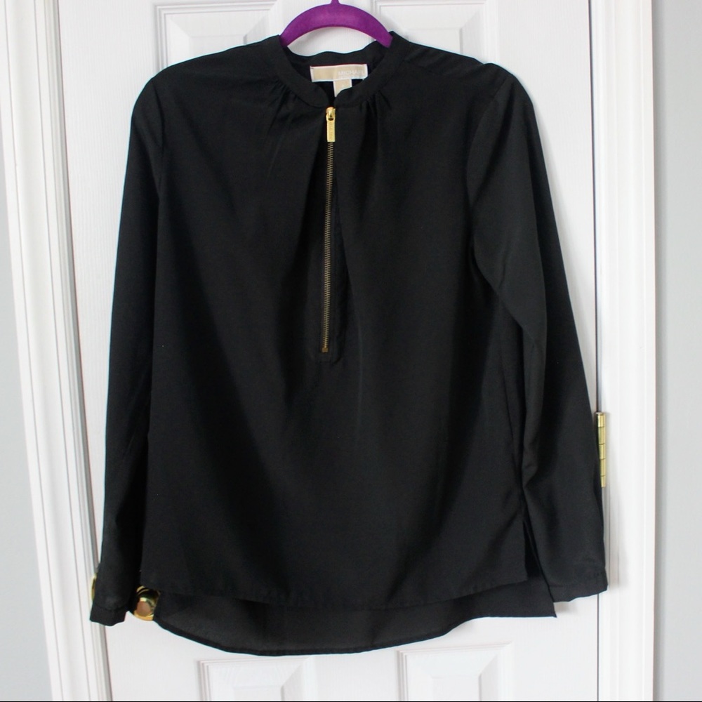 MICHAEL Michael Kors Zipper Black Blouse size 4